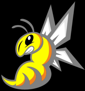 Logo mit aggressiver Biene mit Stachel